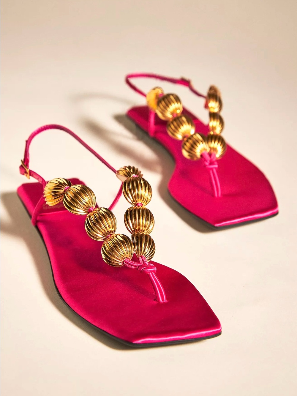 Jeffrey Campbell Women’s Pink Slingback Sandals with Gold Accents